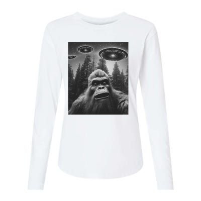 Funny Bigfoot Sasquatch Alien Ufo Womens Cotton Relaxed Long Sleeve T-Shirt