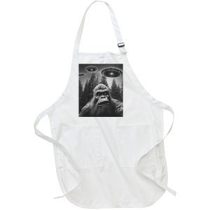 Funny Bigfoot Sasquatch Alien Ufo Full-Length Apron With Pockets