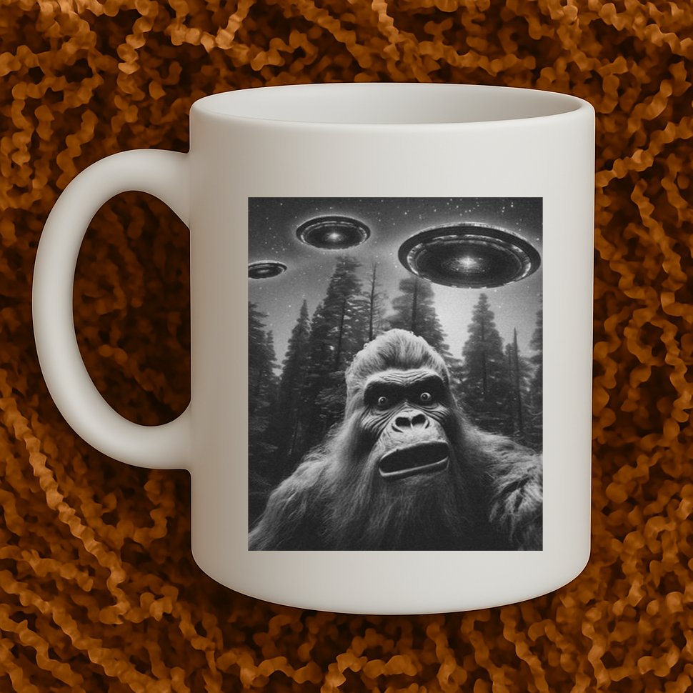 Funny Bigfoot Sasquatch Alien Ufo Mug