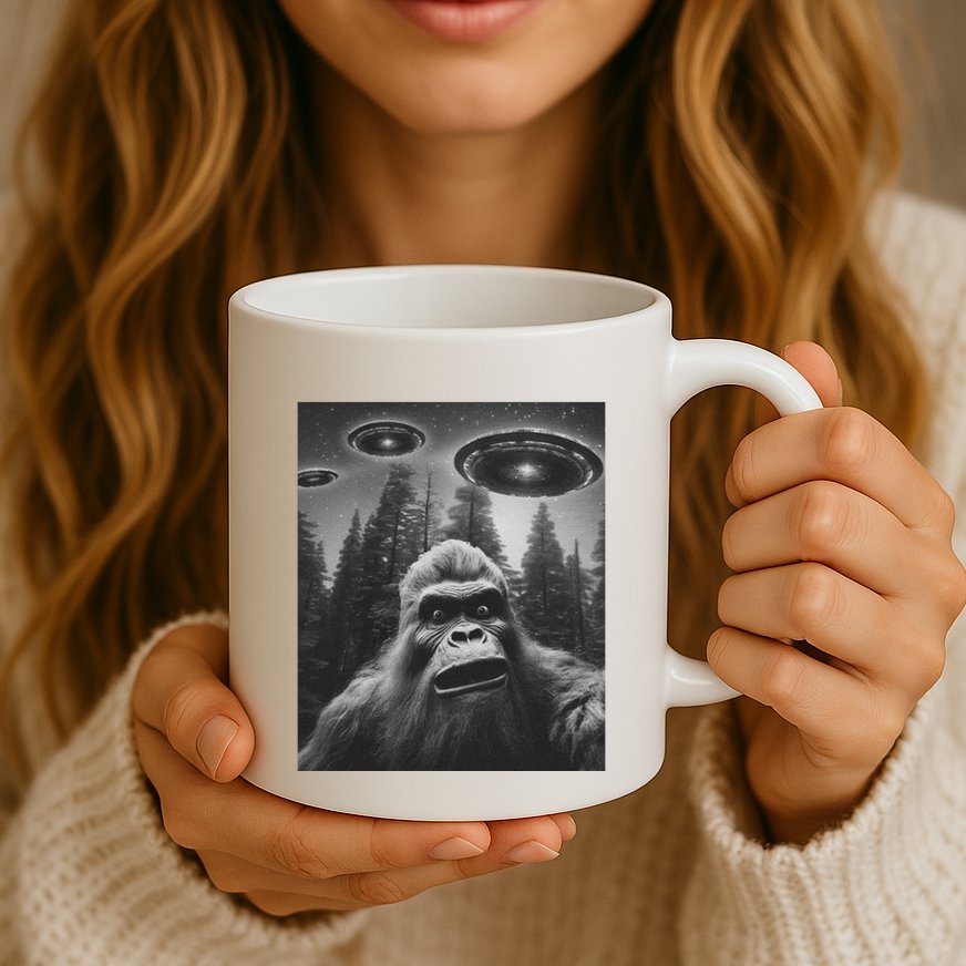 Funny Bigfoot Sasquatch Alien Ufo Mug
