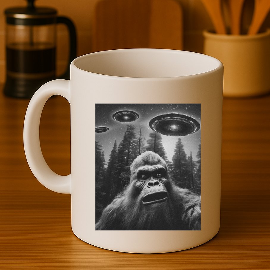 Funny Bigfoot Sasquatch Alien Ufo Mug