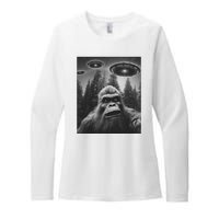 Funny Bigfoot Sasquatch Alien Ufo Womens CVC Long Sleeve Shirt