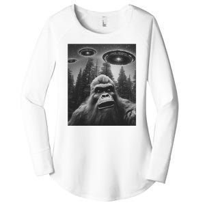 Funny Bigfoot Sasquatch Alien Ufo Women's Perfect Tri Tunic Long Sleeve Shirt