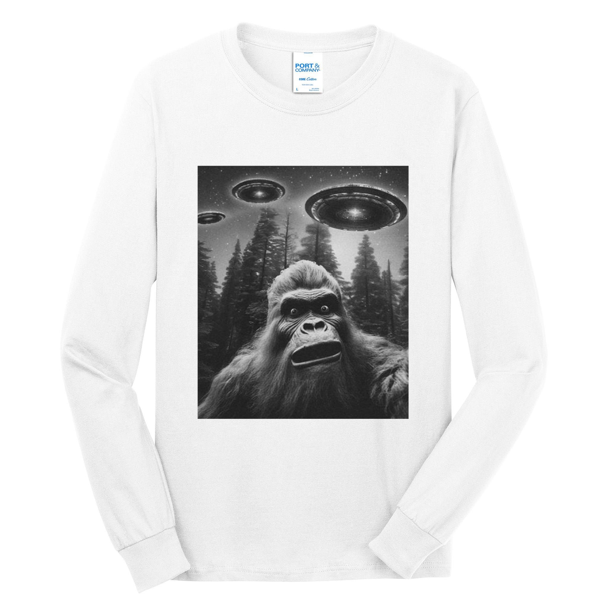Funny Bigfoot Sasquatch Alien Ufo Tall Long Sleeve T-Shirt