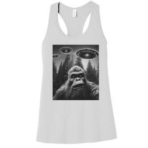 Funny Bigfoot Sasquatch Alien Ufo Women's Racerback Tank