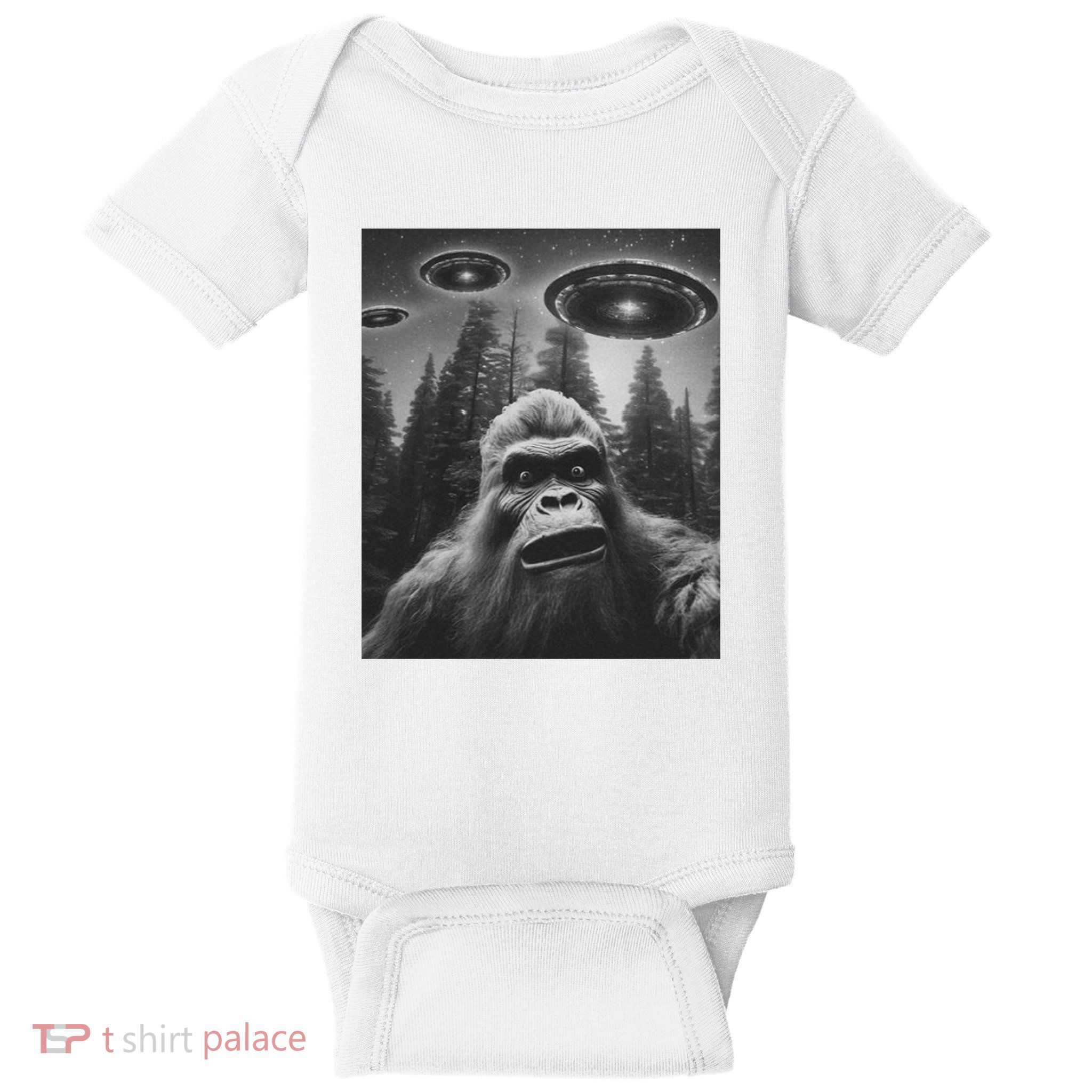 Funny Bigfoot Sasquatch Alien Ufo Baby Bodysuit
