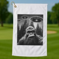 Funny Bigfoot Sasquatch Alien Ufo Golf Towel