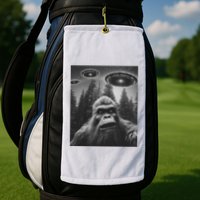 Funny Bigfoot Sasquatch Alien Ufo Golf Towel