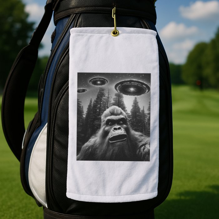 Funny Bigfoot Sasquatch Alien Ufo Golf Towel