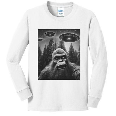 Funny Bigfoot Sasquatch Alien Ufo Kids Long Sleeve Shirt