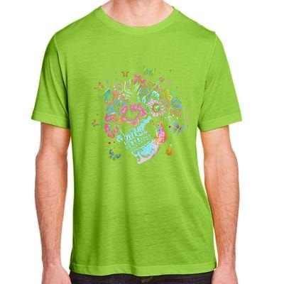 Floral Butterfly Skull Funny Halloween Costume Hippie Flower Adult ChromaSoft Performance T-Shirt