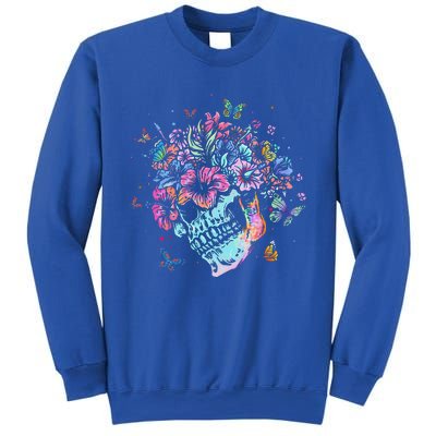 Floral Butterfly Skull Funny Halloween Costume Hippie Flower Sweatshirt