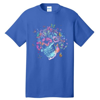 Floral Butterfly Skull Funny Halloween Costume Hippie Flower Tall T-Shirt