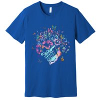 Floral Butterfly Skull Funny Halloween Costume Hippie Flower Premium T-Shirt