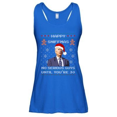 Funny Biden Sniffing Ugly Christmas Sweater Xmas Political Cool Gift Ladies Essential Flowy Tank