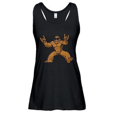 Funny Bigfoot Sasquatch Graphic Rock On Ladies Essential Flowy Tank