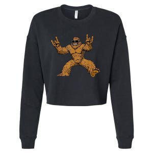 Funny Bigfoot Sasquatch Graphic Rock On Cropped Pullover Crew