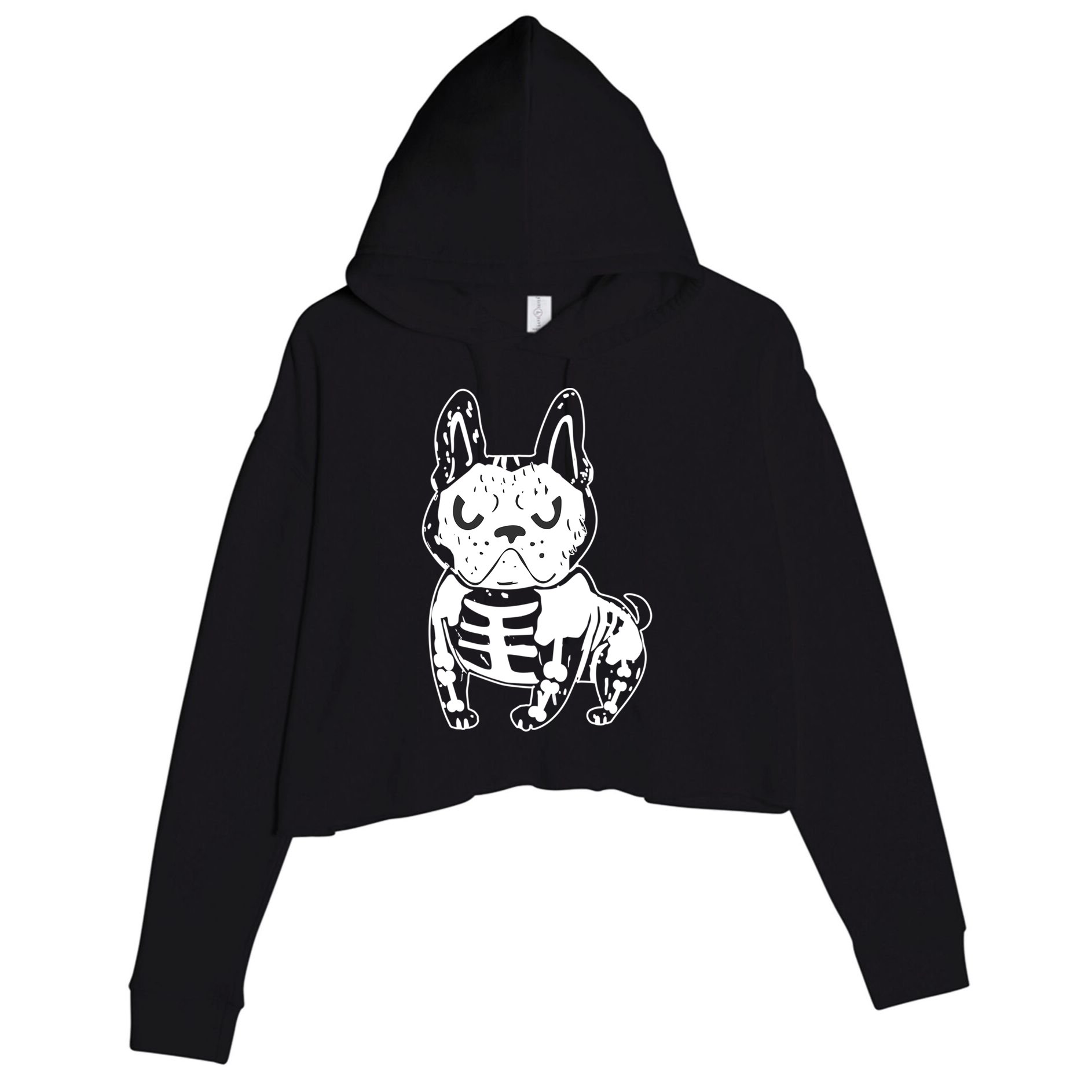 French Bulldog Skeleton Ghost Halloween Costume Gift Crop Fleece Hoodie