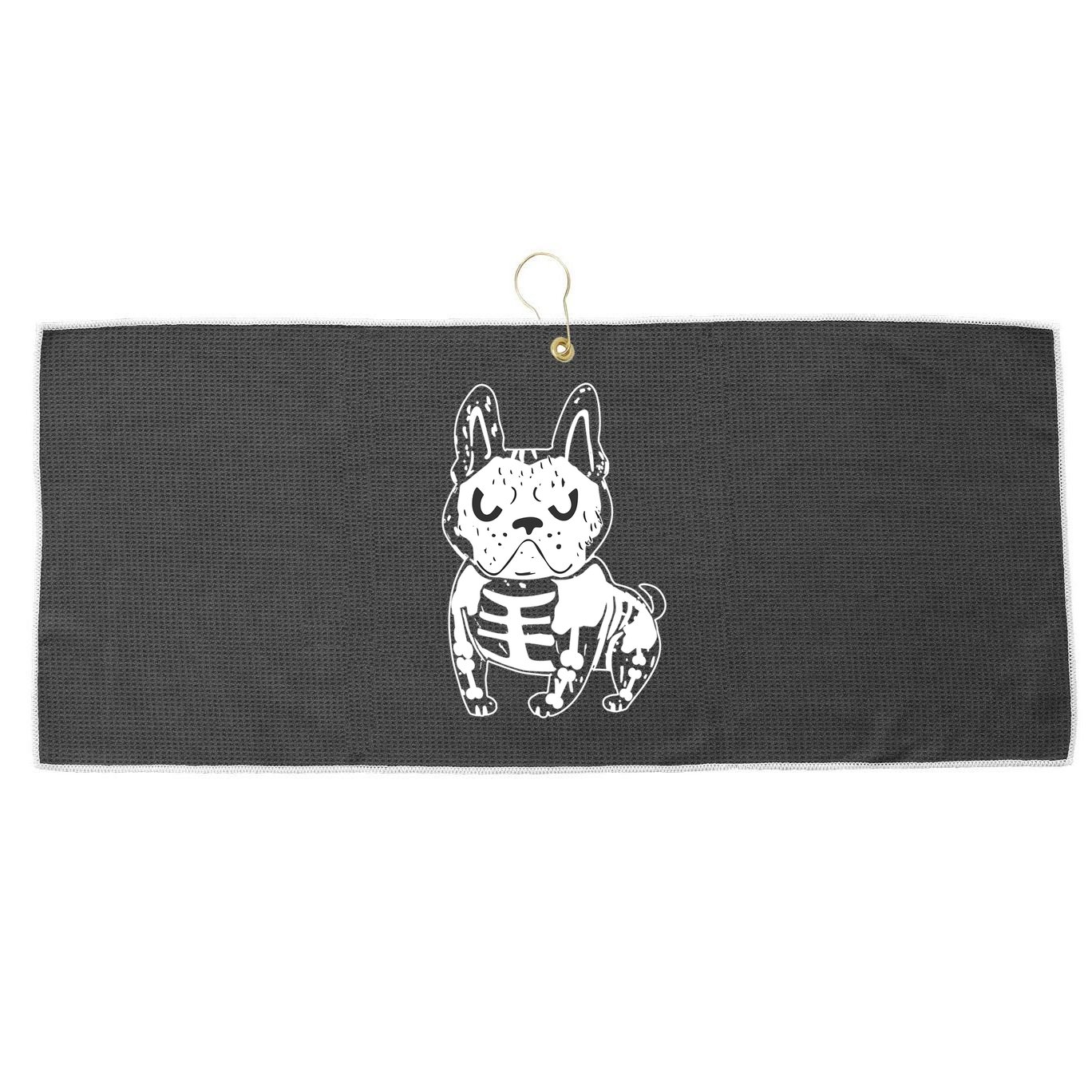 French Bulldog Skeleton Ghost Halloween Costume Gift Large Microfiber Waffle Golf Towel