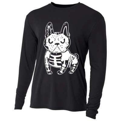 French Bulldog Skeleton Ghost Halloween Costume Gift Cooling Performance Long Sleeve Crew