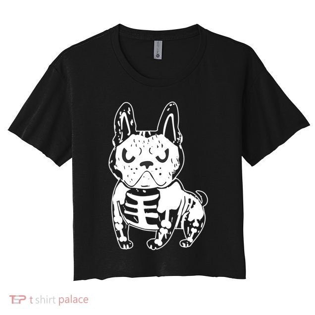 French Bulldog Skeleton Ghost Halloween Costume Gift Crop Top