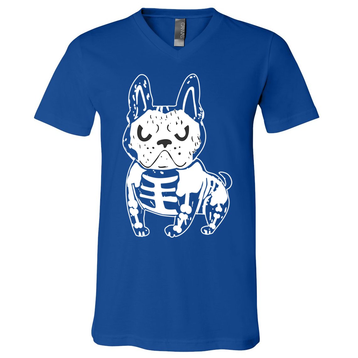 French Bulldog Skeleton Ghost Halloween Costume Gift V-Neck T-Shirt
