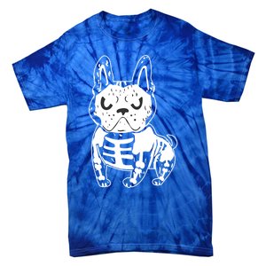 French Bulldog Skeleton Ghost Halloween Costume Gift Tie-Dye T-Shirt