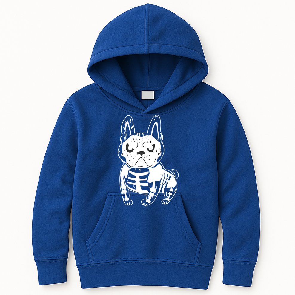 French Bulldog Skeleton Ghost Halloween Costume Gift Kids Hoodie