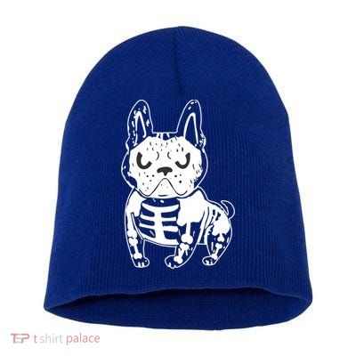 French Bulldog Skeleton Ghost Halloween Costume Gift Short Acrylic Beanie