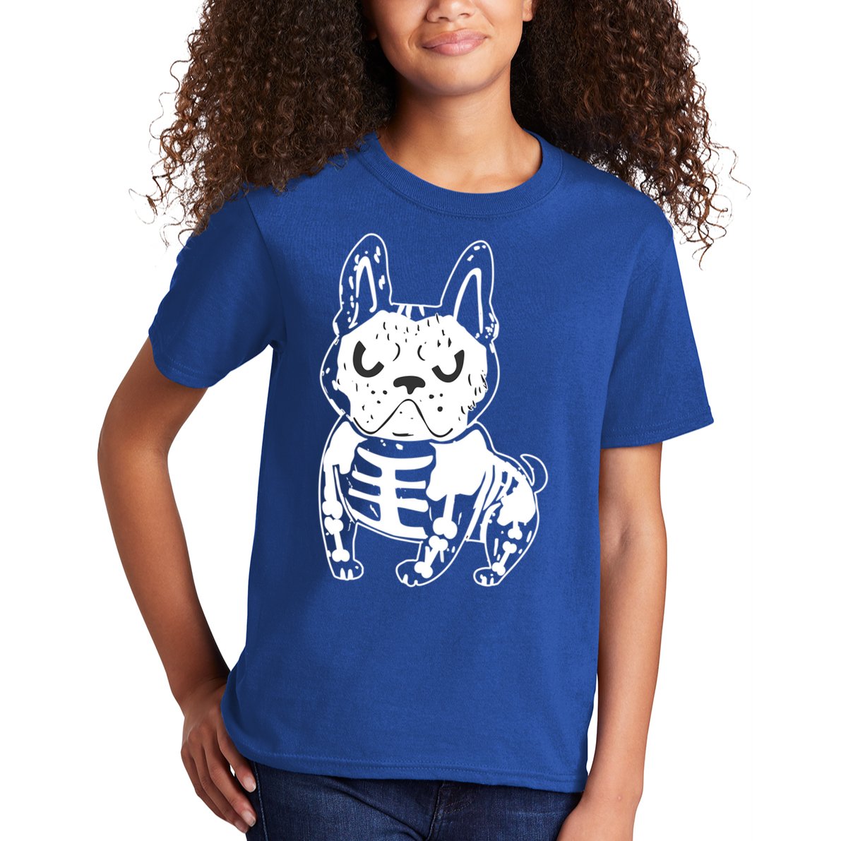 French Bulldog Skeleton Ghost Halloween Costume Gift Kids T-Shirt