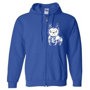 French Bulldog Skeleton Ghost Halloween Costume Gift Full Zip Hoodie