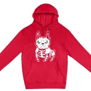 French Bulldog Skeleton Ghost Halloween Costume Gift Premium Pullover Hoodie