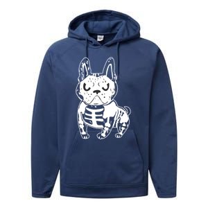 French Bulldog Skeleton Ghost Halloween Costume Gift Performance Fleece Hoodie