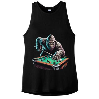 Funny Bigfoot Sasquatch Billiards Pool Player Ladies PosiCharge Tri-Blend Wicking Tank