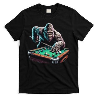 Funny Bigfoot Sasquatch Billiards Pool Player T-Shirt