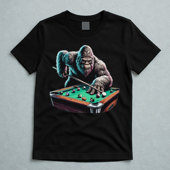 Funny Bigfoot Sasquatch Billiards Pool Player T-Shirt