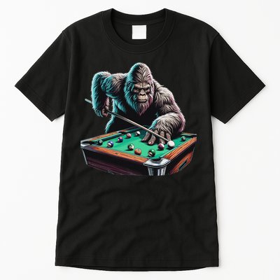 Funny Bigfoot Sasquatch Billiards Pool Player Tall T-Shirt