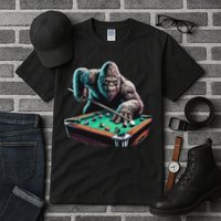 Funny Bigfoot Sasquatch Billiards Pool Player Tall T-Shirt