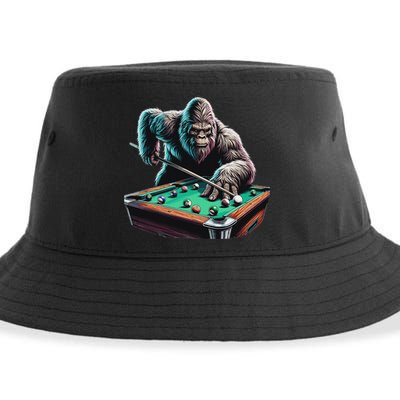 Funny Bigfoot Sasquatch Billiards Pool Player Sustainable Bucket Hat