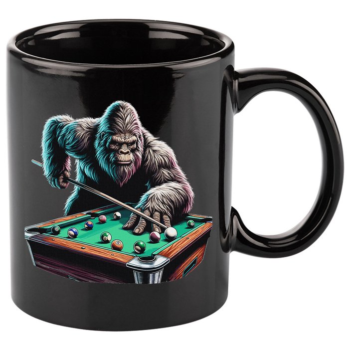 Funny Bigfoot Sasquatch Billiards Pool Player 11oz C Handle Ceramic Mug