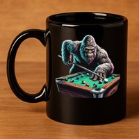 Funny Bigfoot Sasquatch Billiards Pool Player 11oz C Handle Ceramic Mug