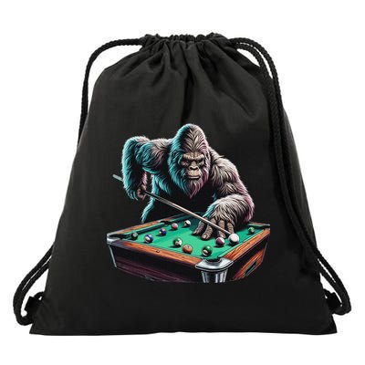 Funny Bigfoot Sasquatch Billiards Pool Player Drawstring Bag