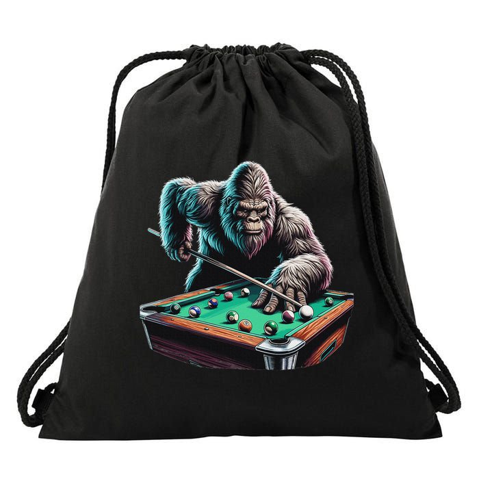 Funny Bigfoot Sasquatch Billiards Pool Player Drawstring Bag