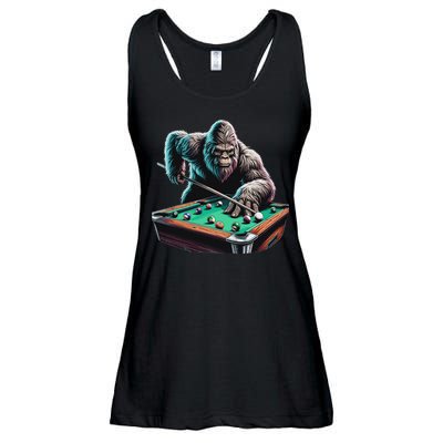 Funny Bigfoot Sasquatch Billiards Pool Player Ladies Essential Flowy Tank