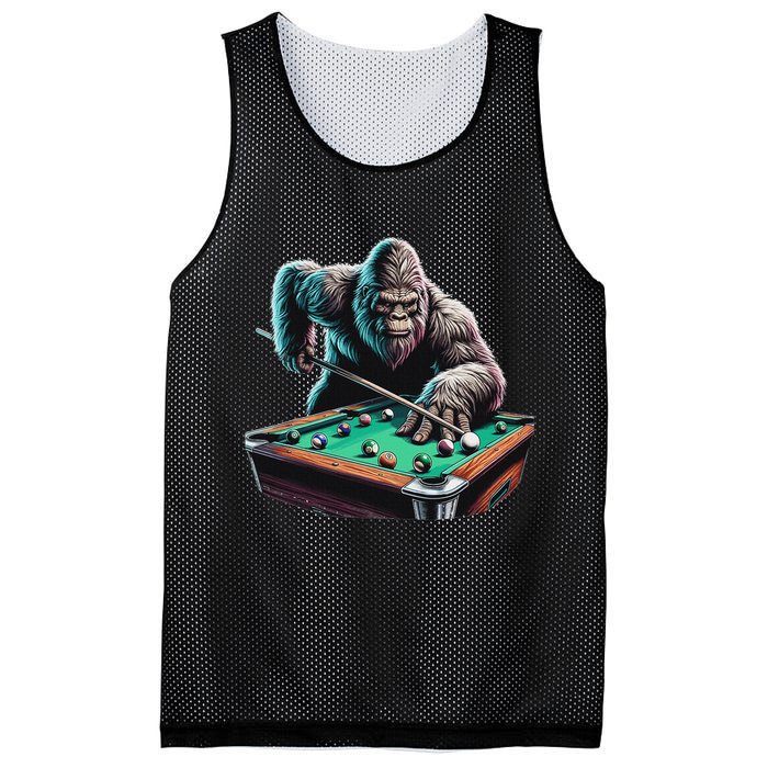 Funny Bigfoot Sasquatch Billiards Pool Player Mesh Reversible Basketball Jersey Tank