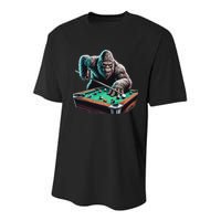 Funny Bigfoot Sasquatch Billiards Pool Player Youth Performance Sprint T-Shirt