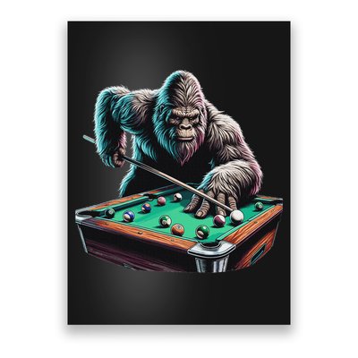 Funny Bigfoot Sasquatch Billiards Pool Player Poster