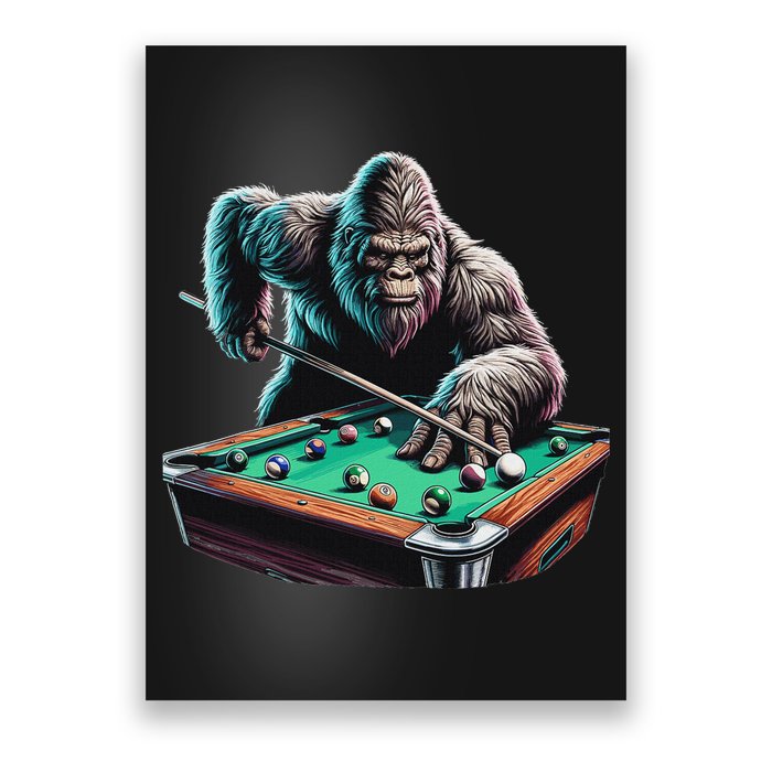 Funny Bigfoot Sasquatch Billiards Pool Player Poster