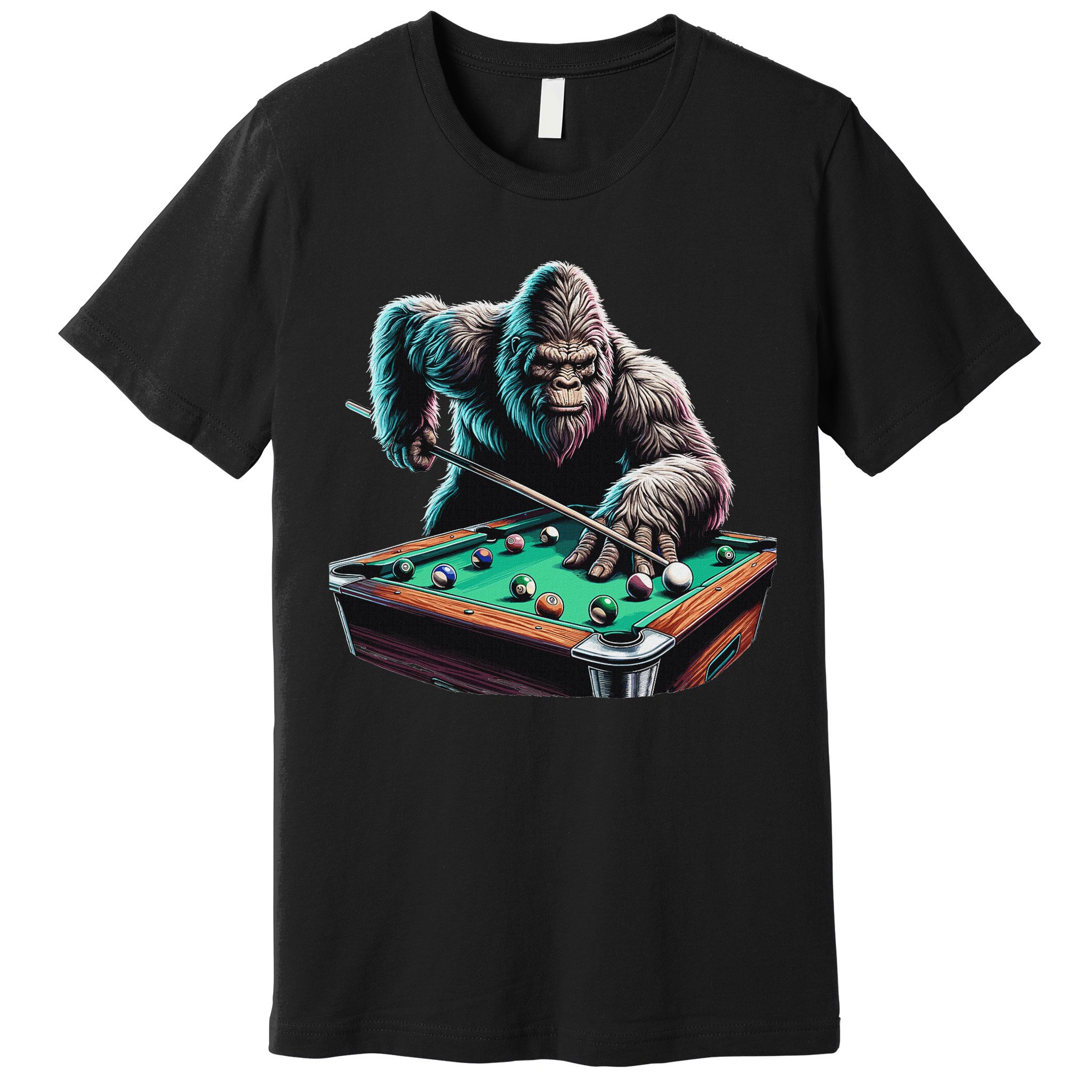 Funny Bigfoot Sasquatch Billiards Pool Player Premium T-Shirt