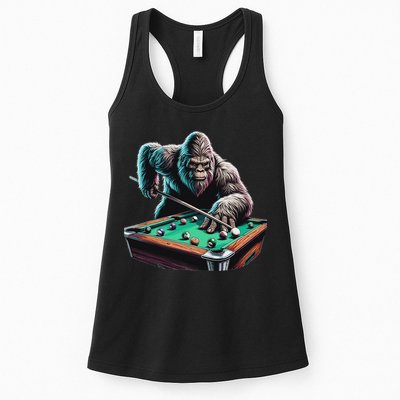 Funny Bigfoot Sasquatch Billiards Pool Player Womens Tank Top